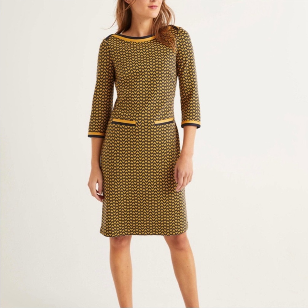 Boden Rhea Jacquard Knit Dress Geometric Pattern West Virginia Colors